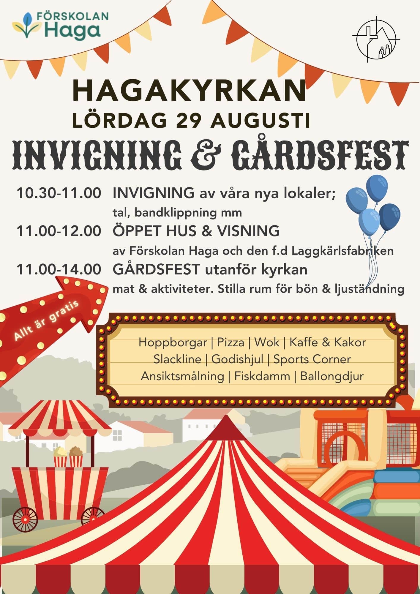 Gårdsfest 29 augusti kl 10:30-14, Hagakyrkan Habo
